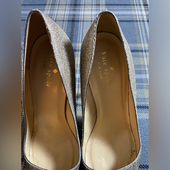 Kate Spade Patent Glitter Silver Pumps - Picture 7 of 10